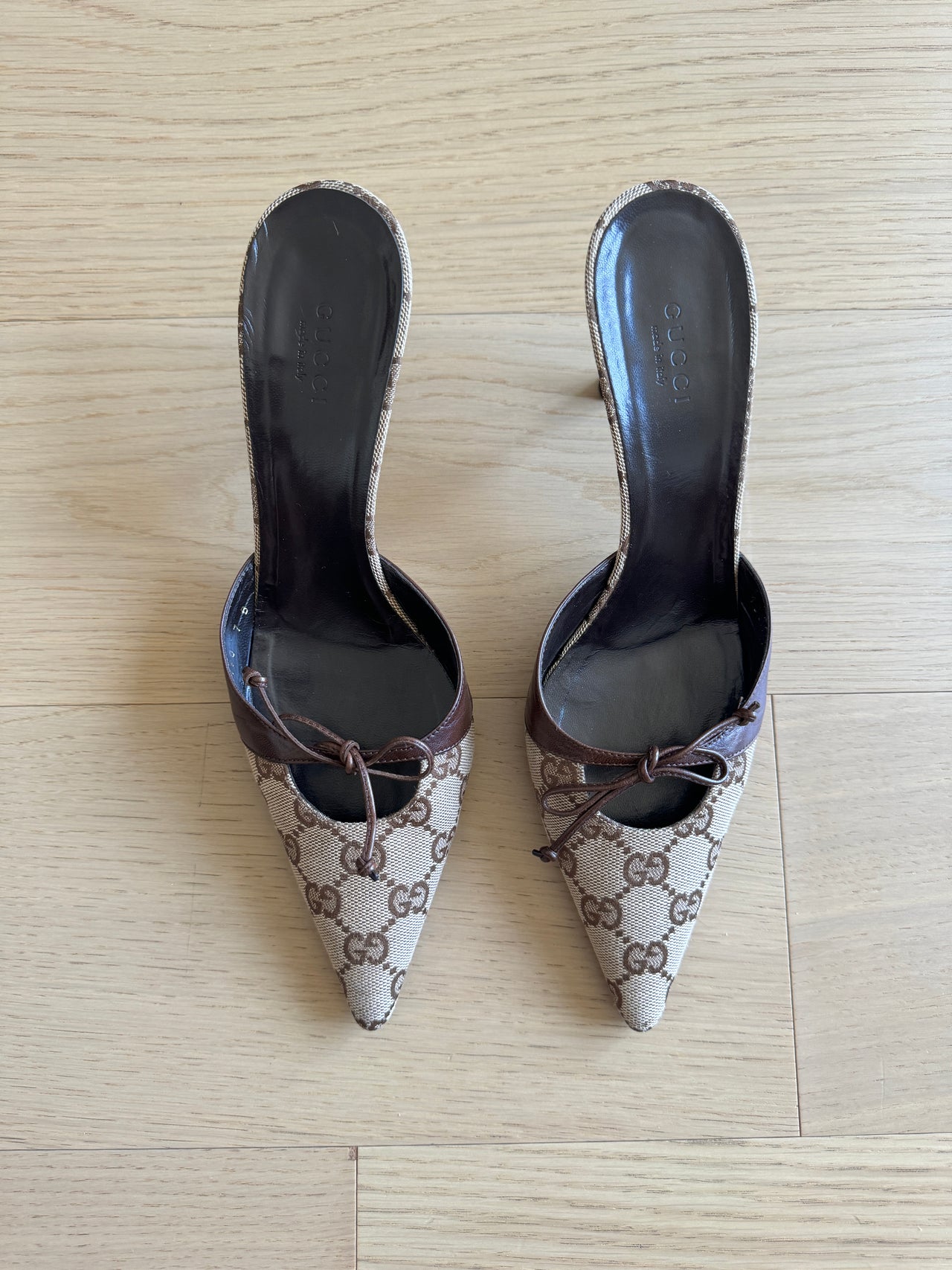 Gucci Brown Monogram Pointed Toe